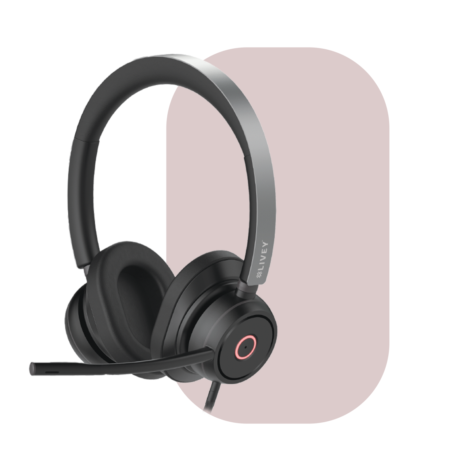 Livey 600DM-AINC Wired Headset, AI Environment Noise Cancellation Mics